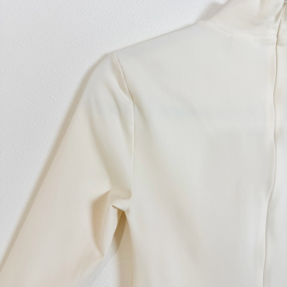 Sunday Best Cream Mock Neck Fit & Flare Mini Dress Size S Long Sleeve Skater - Picture 11 of 16
